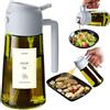 TrendPlain Spruzzino Olio per Friggitrice Aria 470ml, Dosatore Olio 2 in 1, Oliera Spray per Cucina, Insalata e Aceto, Accessori Cucina con Etichette e Protezione dalla Luce - Cenere