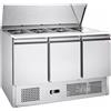 Ristoattrezzature Modello: 124460032406019,Banco frigo saladette con piano in acciaio inox 3 porte 136,5x70x85h cm 4 GN 1/1