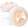 KALIONE 4 nappe per cipria, rotonde, soffici, 8 cm, ultra morbide, lavabili, riutilizzabili, per il viso, bagnate e asciutte (2 pezzi beige e 2 pezzi bianco)