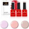 Bluesky Smalto semipermente per Unghie Kit in Gel, Natural Nudes. Romantique 80504, Stoned Rose Nd20, Peach Nude A095. 3 X 5ml (Soak off UV/LED Gel) Rosa - 15 ml