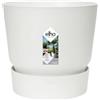 Elho Greenville Round 14 - Vaso con serbatoio idrico integratoper interno e esterno - 100% Plastica Riciclata - Ø 14.0 x H 13.4 cm - Bianco/White
