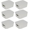 Glad Cestini portaoggetti con coperchio, set di 6 scatole impilabili in plastica con manici, contenitori decorativi per bagno e armadio, grigio, 3,5 l