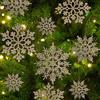 kockuu 36 ornamenti di Natale champagne oro fiocco di neve ornamenti in plastica glitter fiocchi di neve ornamenti per decorazioni invernali albero di Natale dimensioni varia artigianato fiocchi di neve