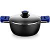 BRA Advanced | Pentola da 20 cm, alluminio pressofuso con rivestimento antiaderente, senza PFOA, rinforzata, prestazioni eccellenti, adatta all'induzione, nera e blu