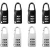 Bymivofun 8 Pezzi Lucchetto a Combinazione, Mini Lucchetto, Lucchetto a Combinazione a 3 Cifre, per Valigia da Viaggio Zaini Armadietti Valigia Bagagli (Bianco, Nero)