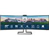 Philips Monitor Curvo 49, 499P9H, Gaming Superwide 32:9, risoluzione 5120 * 1440, Adaptive Sync, HDR 400, Multiview con KVM Switch integrato, Docking station USB-C, Microfono, Low Blue, Vesa, Nero