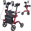VEVOR Deambulatore con Sedile Carico Massimo da 136 kg per Disabili, Ausilio Pieghevole in Alluminio, con Ruote in PVC Maniglia Regolabile Borsa Portaoggetti e Porta Bastone, per Sostegno Camminata