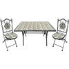 DFL Set Da Pranzo Tavolo Maioliche Rettangolare 120x80 Con 2 Sedie Pieghevoli Flora