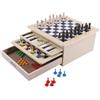 SPORT ONE Scacchiera in Legno Multigioco da Tavolo 10 in 1 in Legno