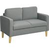 HOMCOM Divano a Due Posti Contenitore con Gambe in Legno Massiccio, 117 x 63 x 79 cm, Grigio Chiaro