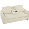 HOMCOM 3 in 1 Divano Letto 2 Posti con Schienale Regolabile in 3 Posizioni con 2 Cuscini, in Ciniglia, Beige | Aosom Italy