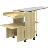 HOMCOM Armadio Asse da Stiro Pieghevole con Porta Ferro e Indumenti con Vano Aperto,154x55x87 cm, Legno Naturale | Aosom Italy