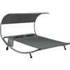 Outsunny Lettino Doppio con Baldacchino Rimovibile, Ruote, Cuscini e Tasche Portaoggetti, Grigio | Aosom Italy