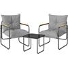 Outsunny Set Bistrò 3 Pezzi, Mobili Esterno Metallo con Cuscini, Grigio Scuro | Aosom Italy