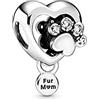 PANDORA Passions Ciondolo in argento Sterling Sterling con cuore scintillante e stampa di zampa con zirconi cubici trasparenti