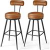 VASAGLE EKHO Collezione - Sgabelli Cucina Girevoli a 360° Set da 2, Sgabelli da Bar con Schienali, Rivestimento con Cucitura, Moderno di Metà Secolo, Altezza 76 cm, Marrone Caramello LBC889K01