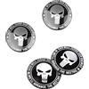 RHQFDM 4 Pezzi Cranio Hubcap Sticker Punisher Cranio Hubcap Sticker Auto Hub Centre Cover Adesivo decorativo compatibile con 56 millimetri coprimozzi ruota (argento)