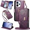 MOJIA Portafoglio Custodia per OPPO Reno 15 Pro 5G / Reno15 Pro 5G, Flip Cover in Pelle con Tracolla a Tracolla, Scomparto a Cerniera e Funzioni Multifunzione. Purple