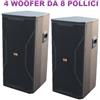 WEB COPPIA CASSE AMPLIFICATE PROFESSIONALI BLUETOOTH 4 WOOFER DA 8" POLLICI serie hq