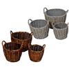 Ad Trend Set 3 Cesti in Salice Rotondi D 19 / 24 / 30 Cm con Manici - 2 Colori Assortiti 1 Pz