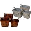 Ad Trend Set 3 Cesti in Salice Rettangolari L 29 / 35 / 41 Cm con Manici - 2 Colori Assortiti 1 Pz
