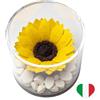 Premium-rose.com Box tondo con Girasole Stabilizzata e Marmo di Carrara, Idea Regalo Unica e Raffinata, Idea regalo per lei, Natale, Cubo Rosa fucsia, Fatta in Italia (girasole 1999)