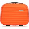 WITTCHEN Necessaire da viaggio Custodia per cosmetici Valigia da viaggio Bagaglio a mano Valigia cabina Valigia ABS Borsa da toilette Rigido Groove Line arancione Ryanair/ITA Airways/easyJet