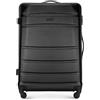 WITTCHEN Valigia grande trolley da viaggio check-in guscio rigido ABS con 4 ruote piroettanti chiusura a combinazione maniglia telescopica Globe Line Nero Ryanair/ITA Airways
