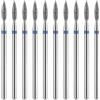 Hariendny 10 punte da trapano per cuticole con fiamma diamantata con custodia da 3/32 '' Cuticola Clean Drill Bit Cuticola Nail File Machine Cuticola Bit Manicure Pedicure Kit di lucidatura per salone di