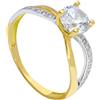 LUXURY MILANO Anello solitario doppio filo in oro bianco e giallo