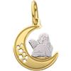 LUXURY MILANO Ciondolo con luna e angioletto in oro bianco e giallo