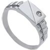 LUXURY MILANO Anello chevalier da uomo in oro bianco con zircone