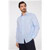 Tezenis Camicia Manica Lunga 100% Cotone Effetto Lino Uomo Azzurro