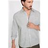 Tezenis Camicia Manica Lunga 100% Cotone Effetto Lino Uomo Grigio
