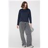 Tezenis Maglia Maniche Lunghe Girocollo 100% Cotone Pesantezza Media Donna Blu