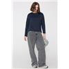 Tezenis Maglia Maniche Lunghe Girocollo 100% Cotone Pesantezza Media Donna Blu