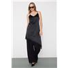Tezenis Sottoveste/vestito Asimmetrica In Raso E Pizzo Donna Nero