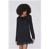 Tezenis Camicia Da Notte Manica Lunga In Viscosa E Pizzo Donna Nero