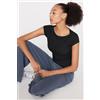 Tezenis T-shirt Scollo Barchetta Cotone Costine Donna Nero