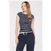 Tezenis T-shirt Scollo Barchetta Cotone Costine Donna Nero