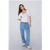 Tezenis Maglia Mezze Maniche Scollo Quadrato Cotone Costine Donna Bianco