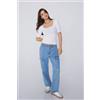 Tezenis Maglia Mezze Maniche Scollo Quadrato Cotone Costine Donna Bianco