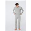 Tezenis Pigiama Manica Lunga In Cotone Piping Uomo Grigio