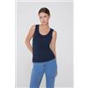 Tezenis Canotta In Cotone Organico Spalla Larga Scollo Stondato Donna Blu