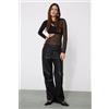 Tezenis Body Manica Lunga Cut-out Essential Tulle Donna Nero