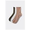 Tezenis 3 Paia Calzini Corti Cotone Senza Bordo Fantasia Donna Donna Marrone