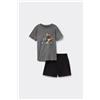 Tezenis Pigiama Corto Cotone Bimbo Stampa Moto Cane Bambino Nero