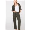 Tezenis Pantaloni Lunghi Sigaretta 100% Cotone Effetto Lino Donna Verde