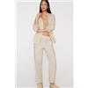 Tezenis Pantaloni Lunghi Sigaretta 100% Cotone Effetto Lino Donna Naturale