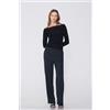 Tezenis Maglia Maniche Lunghe Scollo Barchetta Viscosa Donna Nero